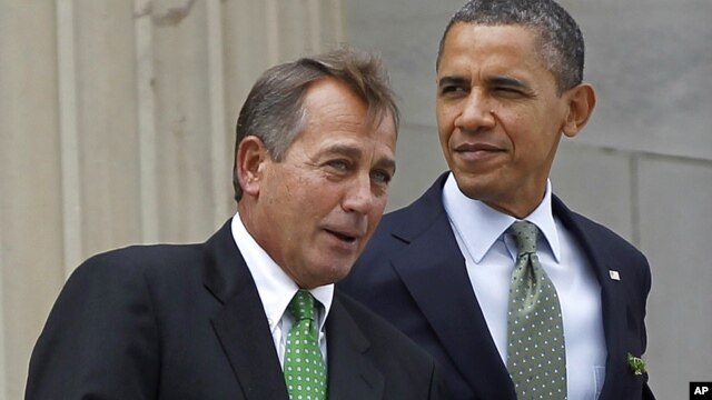 Predsedavajući Predstavničkog doma Džon Bejner i predsednik Barak Obama (arhivski snimak)