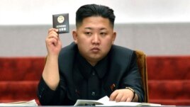 Lãnh tụ Bắc Triều Tiên Kim Jong Un trong một cuộc họp tại Bình Nhưỡng.