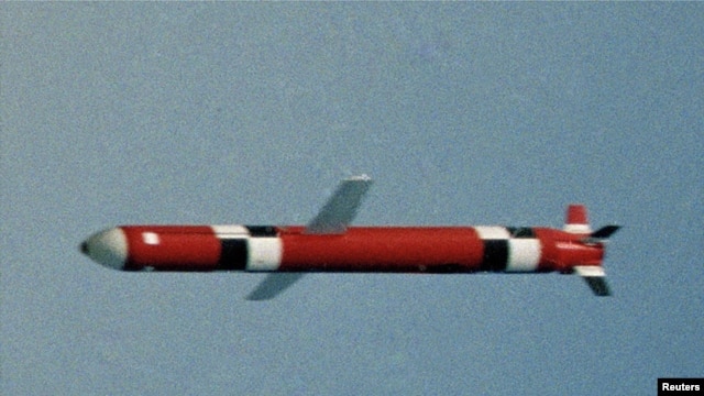 A cruise missile made by South Korea is seen after being launched during a test at an undisclosed location, in this picture released by South Korea's Defense Ministry in Seoul, April 19, 2012. 
