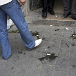 Eggs used by supporters of Syrian President Bashar Assad to pelt the US Ambassador, Robert Ford when he entered the office of an opposition member in Damascus litter the ground, September 29, 2011