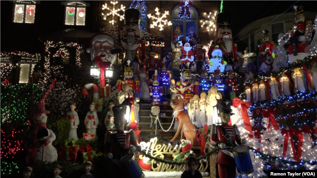 Enormous nutcrackers are a hit at Lucy Spata's home in Dyker Heights, New York.