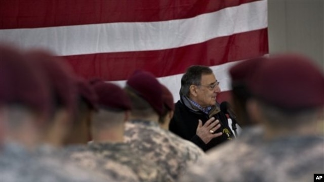 Defense Secretary Leon Panetta speaks with members of the 173rd Airborne Brigade Combat Team, Vicenza, Italy, Jan. 17, 2013.