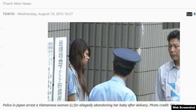 Nữ sinh Việt bị cảnh sát Nhật bắt giữ vì bị cáo buộc bỏ rơi con gái mới sinh.