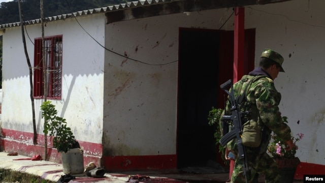 Lugar de la masacre de diez campesinos en la población de Santa Rosa de Osos al norte de Colombia.