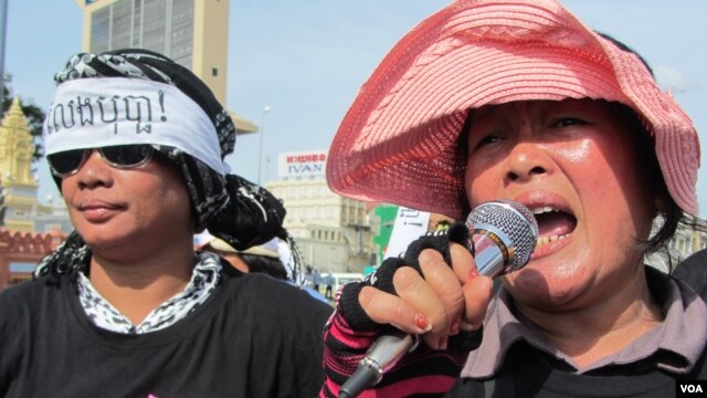 Supporters of Yorm Bopha and her husband, Lours Sakhorn, say they are being punished by the courts for exercising their right to assembly.
