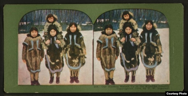 Native American from Klondike, Alaska are shown in this stereoscopic image released by the New York Public Library.