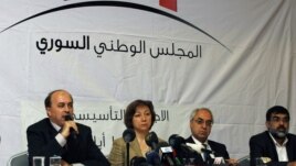 From left: Members of Syrian National Council - Ahmed Ramadan, Bassma Kodmani, Abdulbaset Seida and Imad Aldeen Rashid in Istanbul, Turkey (file photo)