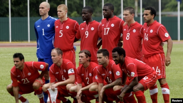 Ðội tuyển Canada tại Havana, Cuba trước trận đấu vòng loại tranh vé dự World Cup 2014 với Cuba, ngày 8/6/2012. Canada won 1-0.