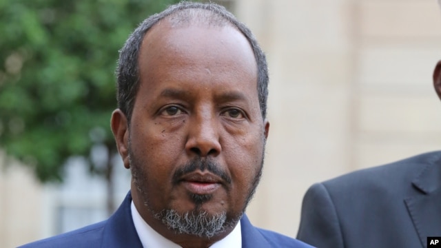 FILE - Somalia President Hassan Sheikh Mohamud addresses the media.