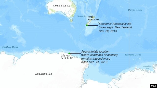 Route of MV Akademik Shokalskiy