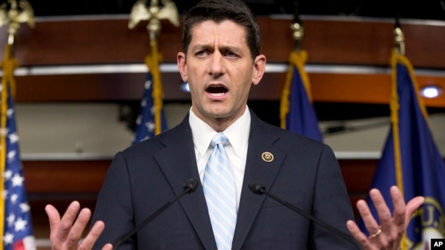 Dân biểu Paul Ryan trong buổi họp báo sau cuộc họp ở Hạ viện Mỹ ngày 20/10/2015.