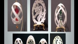 Tina Kannapel's sculpted eggshells at the Artists' Undertaking Gallery in Occoquan, Virginia