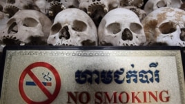 Human sculls are displayed in the stupa of Choeung Ek, a former Khmer Rouge "killing field" dotted with mass graves about nine miles (15 kilometers) south of Phnom Penh, file photo. 