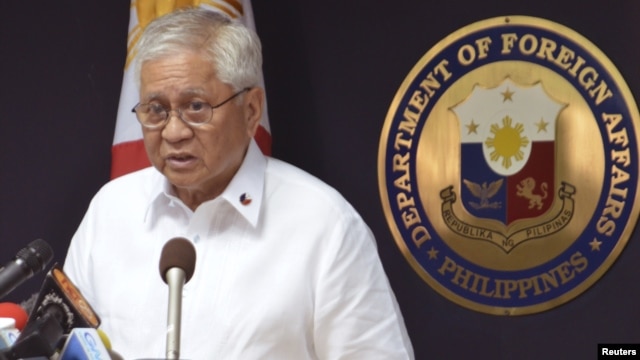 Philippine Foreign Affairs Secretary Albert Del Rosario has asked an international tribunal to intervene in its long-standing South China Sea territorial dispute with China, January 22, 2013.