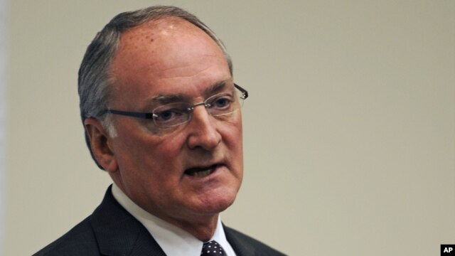 Notre Dame Athletic Director Jack Swarbrick speaks to reporters during an NCAA college football news conference regarding a hoax involving linebacker Manti Te'o, January 16, 2013, in South Bend, Indiana.