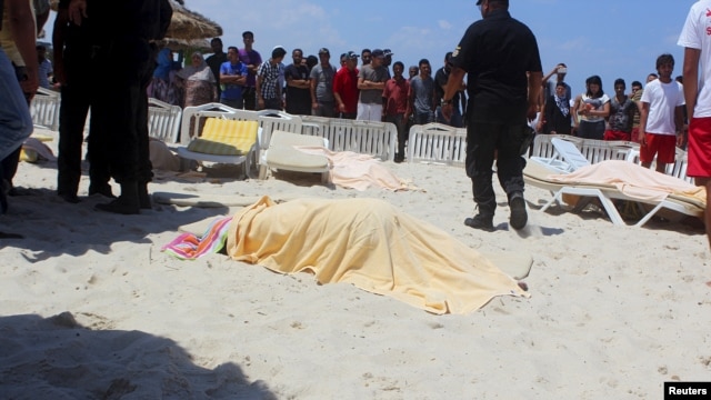 At least 27 people, including foreign tourists, were killed when at least one gunman opened fire on a Tunisian beachside hotel in the popular resort of Sousse, Tunisia, June 26, 2015.