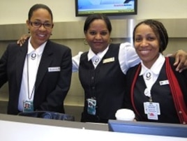 Employees working behind the American Airlines counter were surprised to arrive at 4:00 am to find hundreds already lined up to check in, 19 Feb. 2010