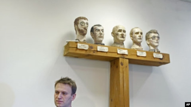 Russian opposition leader Alexei Navalny - released from jail December 21, 2011, after being detained at the first of several large opposition rallies, will be participating in the next mass protest planned for December 24 - speaks during an interview in 