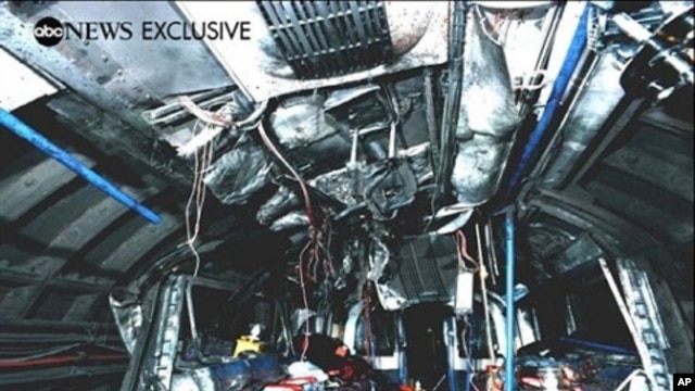 Handout released by ABC News 27 July, 2005 shows the mangled interior of the train that was bombed near King's Cross station, London, killing 27 people 07 July 2005