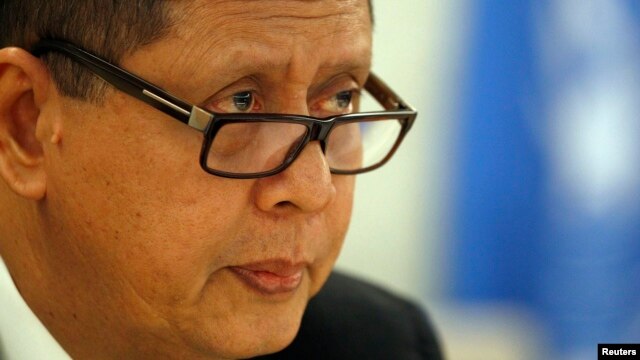 United Nations Special Rapporteur on North Korea, Marzuki Darusman delivers his report to the Human Rights Council at the United Nations in Geneva, March 11, 2013.