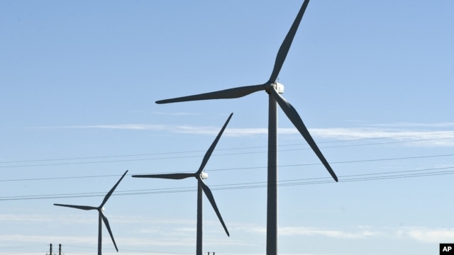A wind farm in Shangyi, Hebei, China, Sept. 8, 2009 file photo.