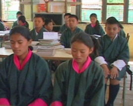 Morning meditation at a Bhutan public school classroom