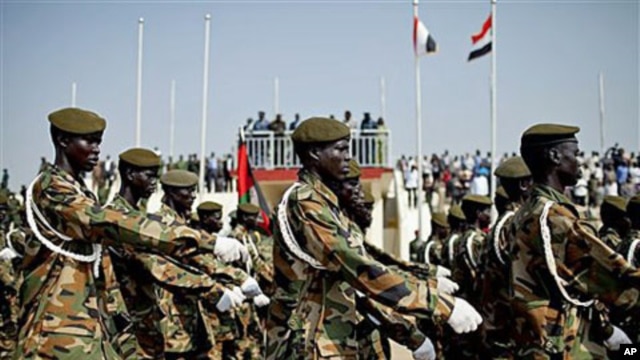 Soliders of the Sudan People's Liberation Army march during a rehearsal for Saturday's independence celebrations for the new Republic of South Sudan, in the southern capital of Juba, July 5, 2011