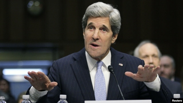 U.S. Senator John Kerry testifies during his Senate Foreign Relations Committee confirmation hearing to be secretary of state, Washington, January 24, 2013. 