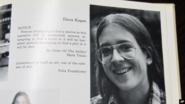 Supreme Court nominee Elena Kagan in the 1977 yearbook at Manhattan's Hunter College High School.