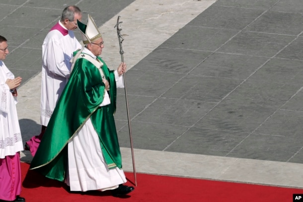 Pope Francis celebrates a jubilee mass in St. Peter's Square, at the Vatican, Oct. 9, 2016. The president of Voices for Progress referred to the Catholic Church as a 'middle-ages dictatorship' in recently leaked emails.