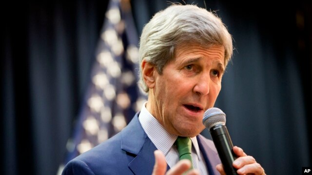 Ngoại trưởng Mỹ John Kerry phát biểu tại Đại sứ quán Mỹ tại Riyadh, ngày 24/1/2016.