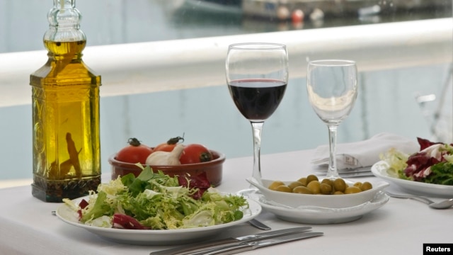 Food on a table at a restaurant at the port of El Masnou, near Barcelona, (undated file photo).