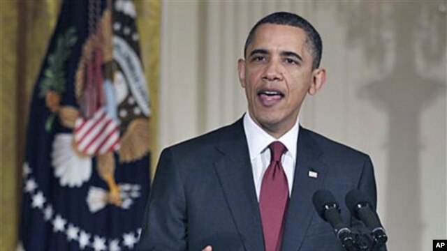 President Barack Obama makes a statement on Libya, in the East Room of the White House in Washington, D.C., March 18, 2011