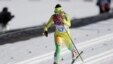 Togo&#39;s Mathilde Amivi Petitjean crosses the finish line of the women&#39;s 10K classical-style cross-country race at the 2014 Winter Olympics, Thursday, Feb. 13, 2014, in Krasnaya Polyana, Russia.
