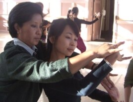 Choreographer Sophiline Cheam Shapiro during a classical dance lesson