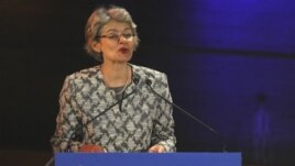 UNESCO Director General Irina Bokova delivering a speech, Paris, Jan. 30, 2012.