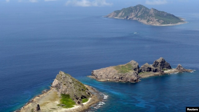 FILE - Parts of archipelagos, known as Senkaku in Japan and Diaoyu in China, are seen in the East China Sea.