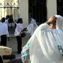 Migrant domestic workers from Ethiopia outside a Beirut church say life is hard in Lebanon, and abuses are common. But, they add, they couldn't find any work at home, 03 Nov 2010
