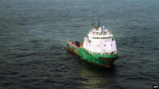 This picture released by Bourbon and taken on May 22, 2012 shows the Bourbon Liberty 249, an anchor handling vessel, the kind used to tow anchors for oil rigs or mobile drilling rigs, at sea.
