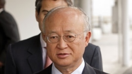 Director General of the International Atomic Energy Agency, Yukiya Amano from Japan, speaks to the media before his flight to Iran at Vienna International Airport, Austria, May 20, 2012. 