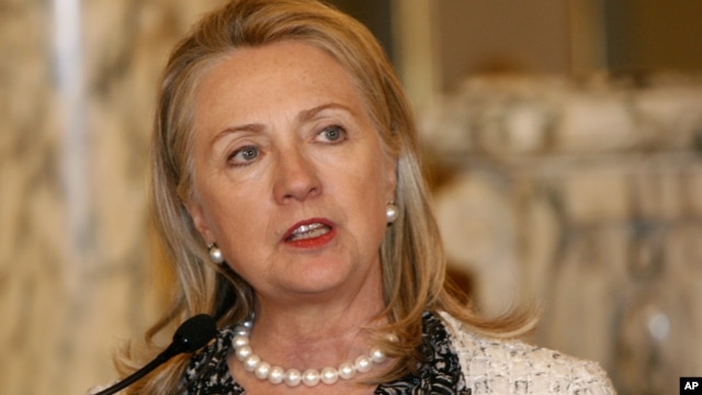 U.S. Secretary of State Hillary Rodham Clinton delivers a speech after meeting Peru's President Ollanta Humala in Lima, Peru, Oct. 15, 2012.