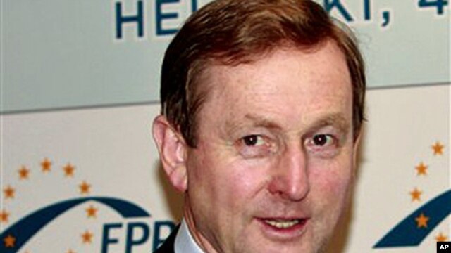 Ireland's Fine Gael leader, Enda Kenny, arrives for the EPP party heads of state meeting at the Kamp Hotel in Helsinki, March 4, 2011