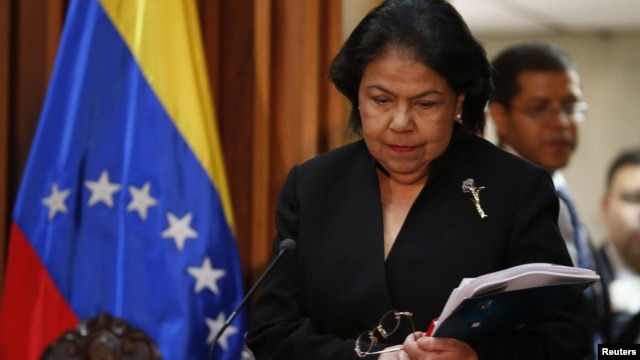 Luisa Estella Morales, President of the Venezuelan Supreme Court of Justice, arrives at a news conference in Caracas, January 9, 2013.