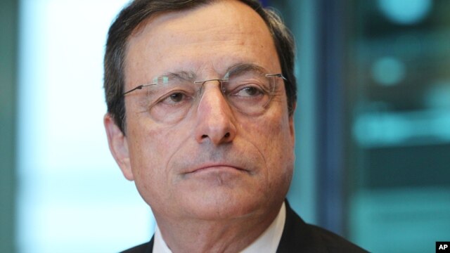 President of the European Central Bank Mario Draghi attends the Committee on Economic and Monetary Affairs at the European Parliament in Brussels, July 9, 2012.