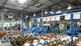 The Coficab factory in Tunisia (Henry Ridgwell/VOA)