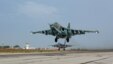 Russian Su-25 jets takes off for a mission from Hemeimeem Air Base, Syria, October 22, 2015.