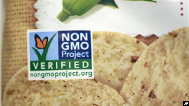 A product labeled with Non Genetically Modified Organism (GMO) is sold at the Lassens Natural Foods & Vitamins store in Los Angeles. Californians are considering Proposition 37, which would require labeling on all food made with altered genetic material. 