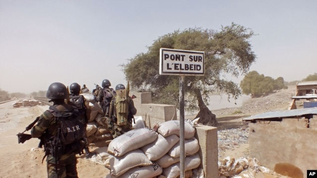 Binh lính Cameroon đứng gác gần làng Fotokol để chống lại nhóm Boko Haram, 25/2/2015.