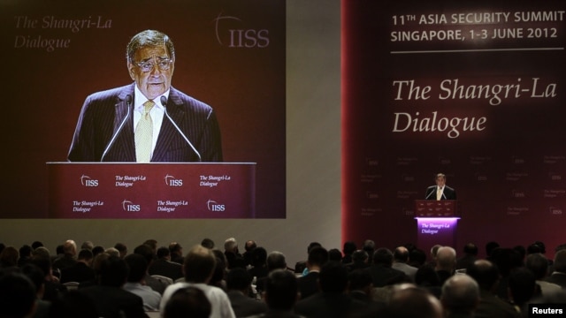 US Defense Secretary Leon Panetta speaks at the International Institute of Strategic Studies (IISS) Asia Security Summit: The Shangri-La Dialogue in Singapore June 2, 2012. 