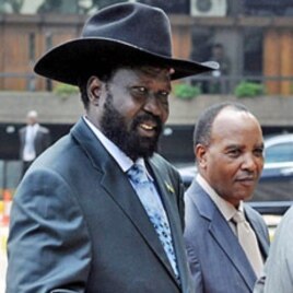 Salva Kiir (L) VP and President of South-Sudan in Nairobi